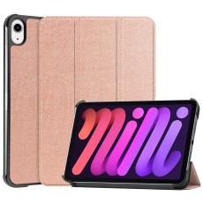 Tri-fold Stand PU Smart Auto Wake/Sleep Leather Case priekš Apple iPad mini 6 (2021) / mini 7 (2024) - Rozā Zelts - sāniski atverams maciņš ar stendu