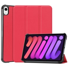 Tri-fold Stand PU Smart Auto Wake/Sleep Leather Case priekš Apple iPad mini 6 (2021) / mini 7 (2024) - Sarkans - sāniski atverams maciņš ar stendu