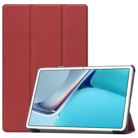 Tri-fold Stand PU Smart Auto Wake/Sleep Leather Case для Huawei MatePad 11 - Бордовый - чехол-книжка со стендом / подставкой