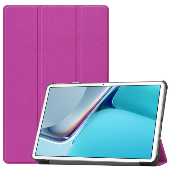 Tri-fold Stand PU Smart Auto Wake/Sleep Leather Case priekš Huawei MatePad 11 - Violets - sāniski atverams maciņš ar stendu