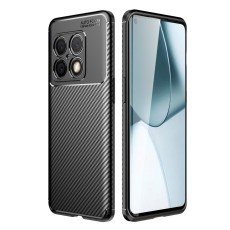 Beetle Series Carbon Fiber TPU Protection Phone Cover priekš OnePlus 10 Pro 5G - Melns - triecienizturīgs silikona aizmugures apvalks (bampers, vāciņš, slim TPU silicone case shell cover, bumper)