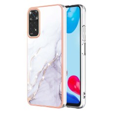 IMD Electroplating Marble Pattern TPU Phone Shell priekš Xiaomi Redmi Note 11 / Note 11S - Balts - silikona aizmugures apvalks / bampers-vāciņš