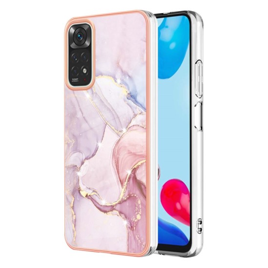 IMD Electroplating Marble Pattern TPU Phone Shell priekš Xiaomi Redmi Note 11 / Note 11S - Rozā Zelts - silikona aizmugures apvalks / bampers-vāciņš