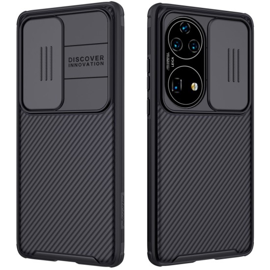 Nillkin CamShield Slide Camera Back Hard Case Cover priekš Huawei P50 Pro - Melns - plastikas aizmugures apvalks / bampers ar kameras aizsargmehānismu