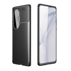 Beetle Series Carbon Fiber TPU Protection Phone Cover priekš Huawei P50 Pro - Melns - triecienizturīgs silikona aizmugures apvalks / bampers-vāciņš