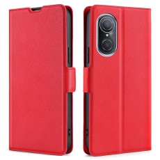 Ultra-thin PU Leather Magnetic Closure Phone Case priekš Huawei Nova 9 SE - Sarkans - sāniski atverams maciņš ar magnētu un stendu / grāmatveida maks