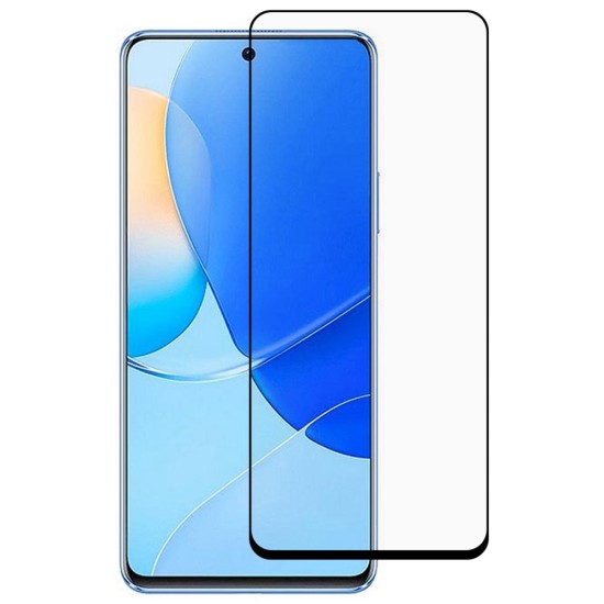 Full Size Silk Print Tempered Glass screen protector guard priekš Huawei Nova 9 SE - Melns - Ekrāna Aizsargstikls / Bruņota Stikla Aizsargplēve (Full screen size curved)
