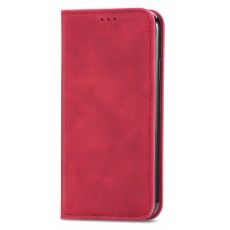 Vintage Style Skin-touch PU Leather Phone Case with Card Holder priekš Nokia C20 - Sarkans - sāniski atverams maciņš ar magnētu un stendu