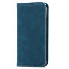 Vintage Style Skin-touch PU Leather Phone Case with Card Holder priekš Nokia C20 - Zils - sāniski atverams maciņš ar magnētu un stendu