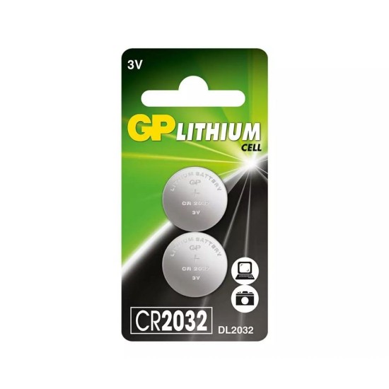 Litija baterija GP Lithium Cell CR2032 3.0V / 220mAh (20.0mm x 3.2mm) - 2 gab.
