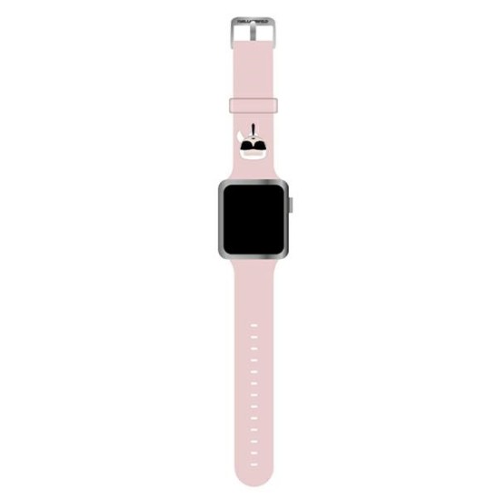 Karl Lagerfeld Silicone Karl Heads Series Watch Band KLAWLSLKP priekš Apple Watch 42 / 44 / 45 mm / Ultra 49 mm - Rozā - silikona siksniņa viedpulksteņiem