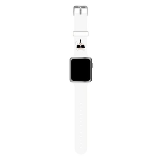 Karl Lagerfeld Silicone Karl Heads Series Watch Band KLAWMSLKW priekš Apple Watch 38 / 40 / 41 mm - Balts - silikona siksniņa viedpulksteņiem