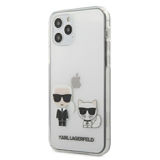 Karl Lagerfeld Transparent Karl & Choupette series Back Case KLHCP12MCKTR priekš Apple iPhone 12 / 12 Pro - Caurspīdīgs - silikona aizmugures apvalks / bampers-vāciņš