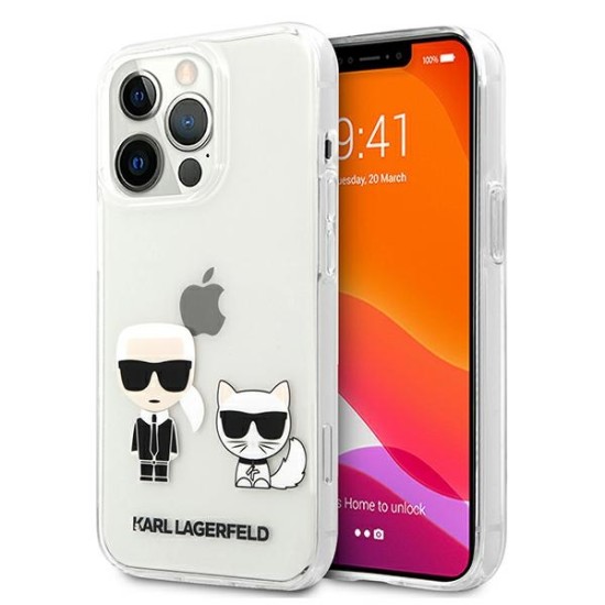 Karl Lagerfeld Transparent Karl & Choupette series Back Case KLHCP13XCKTR priekš Apple iPhone 13 Pro Max - Caurspīdīgs - silikona aizmugures apvalks / bampers-vāciņš