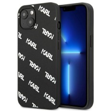 Karl Lagerfeld Allover series Back Case KLHCP13MPULMBK3 priekš Apple iPhone 13 - Melns - mākslīgās ādas aizmugures apvalks / bampers-vāciņš