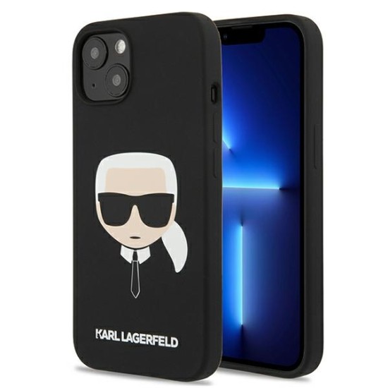 Karl Lagerfeld Silicone Karl`s Head series Back Case KLHCP13MSLKHBK priekš Apple iPhone 13 - Melns - silikona aizmugures apvalks / bampers-vāciņš