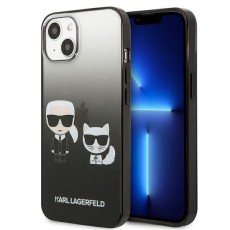 Karl Lagerfeld Gradient Ikonik Karl & Choupette series Back Case KLHCP13MTGKCK priekš Apple iPhone 13 - Melns - silikona-plastikāta aizmugures apvalks / bampers-vāciņš