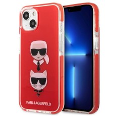Karl Lagerfeld Karl & Choupette Head series Back Case KLHCP13MTPE2TR priekš Apple iPhone 13 - Sarkans - silikona aizmugures apvalks / bampers-vāciņš