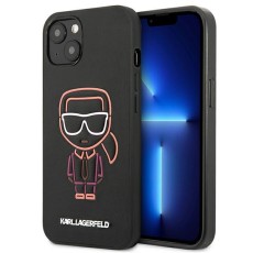 Karl Lagerfeld Karl Ikonik Outline series Back Case KLHCP13MTUOK priekš Apple iPhone 13 - Melns - mākslīgās ādas aizmugures apvalks / bampers-vāciņš