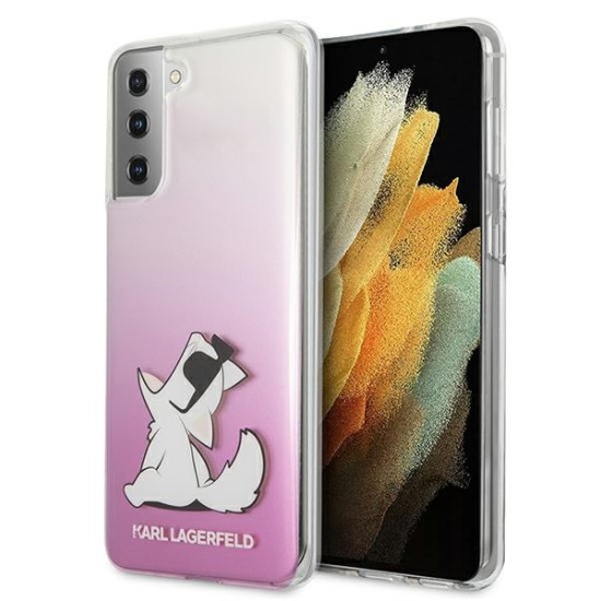 Karl Lagerfeld Choupette Fun series Back Case KLHCS21SCFNRCPI priekš Samsung Galaxy S21 G991 - Rozā - silikona aizmugures apvalks / bampers-vāciņš