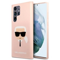 Karl Lagerfeld Silicone Karl`s Head series Back Case KLHCS22LSLKHPI priekš Samsung Galaxy S22 Ultra 5G S908 - Rozā - silikona aizmugures apvalks / bampers-vāciņš
