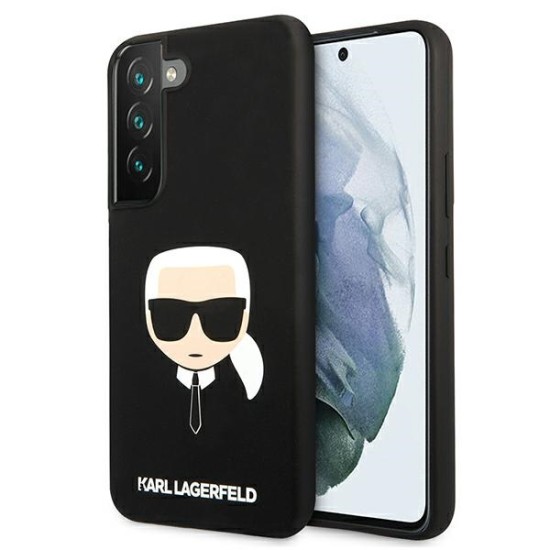 Karl Lagerfeld Silicone Karl`s Head series Back Case KLHCS22SSLKHBK priekš Samsung Galaxy S22 5G S901 - Melns - silikona aizmugures apvalks / bampers-vāciņš