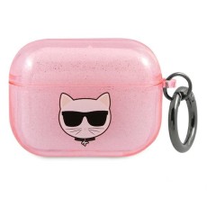 Karl Lagerfeld KLA3UCHGP Glitter Choupette Series Case priekš Apple Airpods 3 - Rozā - silikona apvalks bezvadu austiņu lādēšanas ierīcei