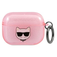Karl Lagerfeld KLAPUCHGP Glitter Choupette Series Case priekš Apple Airpods Pro - Rozā - silikona apvalks bezvadu austiņu lādēšanas ierīcei