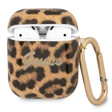 Guess GUA2USLEO Leopard Collection Case priekš Apple Airpods - Zelts - silikona apvalks bezvadu austiņu lādēšanas ierīcei