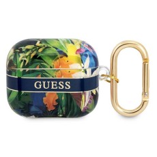 Guess GUA3HHFLB Flower Strap Collection Case priekš Apple Airpods 3 - Zils - silikona apvalks bezvadu austiņu lādēšanas ierīcei