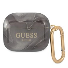 Guess GUA3UNMK Marble Collection Case priekš Apple Airpods 3 - Melns - silikona apvalks bezvadu austiņu lādēšanas ierīcei