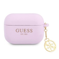 Guess GUAPLSC4EU Silicone Charm 4G Collection Case priekš Apple Airpods Pro - Violets - silikona apvalks bezvadu austiņu lādēšanas ierīcei