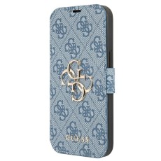 Guess 4G Big Metal Logo Collection Book Case GUBKP13L4GMGBL priekš Apple iPhone 13 Pro - Gaiši Zils - mākslīgās ādas sāniski atverams maciņš ar stendu