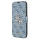 Guess 4G Big Metal Logo Collection Book Case GUBKP13S4GMGBL priekš Apple iPhone 13 mini - Gaiši Zils - mākslīgās ādas sāniski atverams maciņš ar stendu