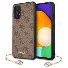 Guess 4G Charms series Back Case GUHCA33GF4GBR priekš Samsung Galaxy A33 5G A336 - Brūns - mākslīgās ādas aizmugures apvalks / bampers-vāciņš