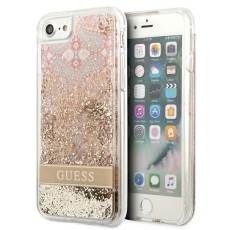 Guess Paisley Liquid Glitter Collection Back Case GUHCI8LFLSD priekš Apple iPhone 7 / 8 / SE2 (2020) / SE3 (2022) - Zelts - silkona-plastikāta aizmugures apvalks / bampers-vāciņš