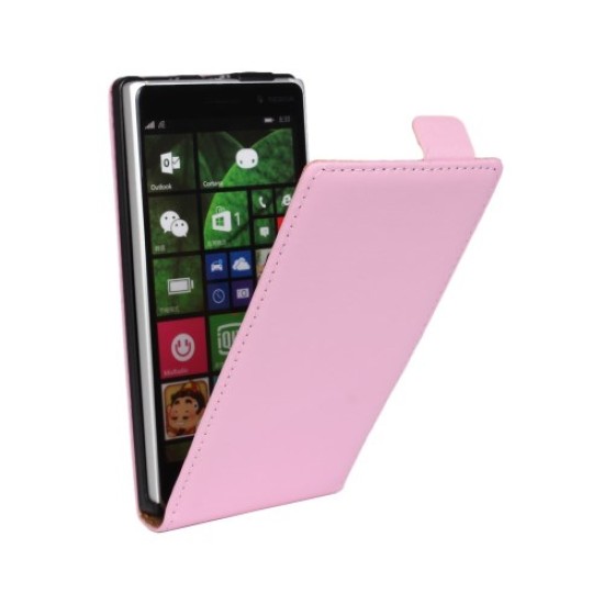 Vertical Genuine Split Leather Cover for Nokia Lumia 830 - Pink