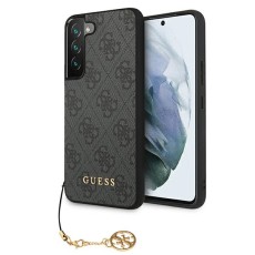 Guess 4G Charms Collection Back Case GUHCS22SGF4GGR priekš Samsung Galaxy S22 5G S901 - Pelēks - mākslīgās ādas aizmugures apvalks / bampers-vāciņš