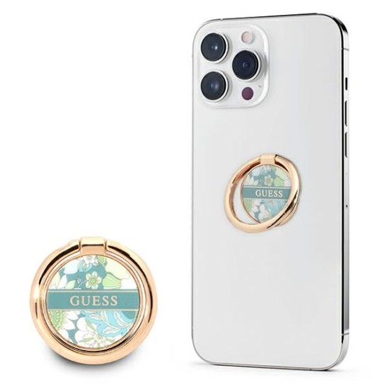 Guess GURSHCHMAN Ring Holder - Zaļš / Puķains - Universālais gredzens-turētājs telefonam