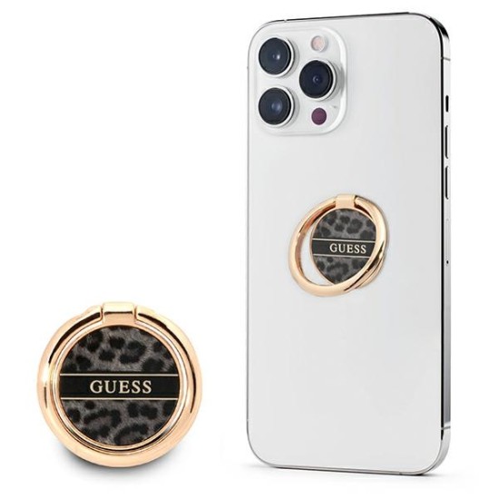 Guess GURSHCLEOK Ring Holder - Melns / Leopards - Universālais gredzens-turētājs telefonam