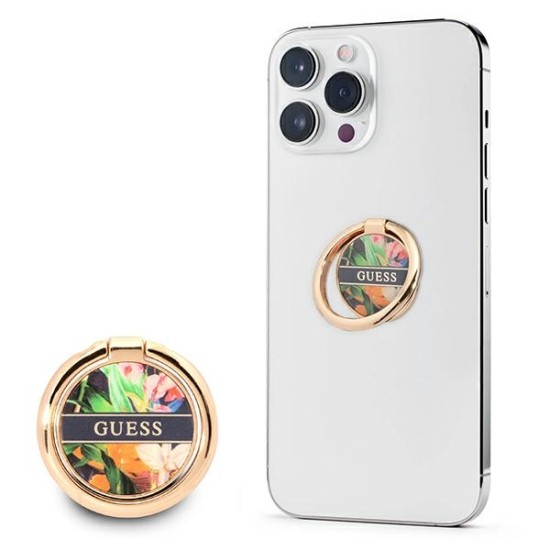 Guess GURSHHFLB Ring Holder - Zils / Puķains - Universālais gredzens-turētājs telefonam