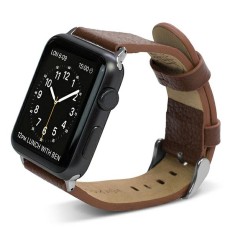 X-Doria Lux Genuine Leather Watch Band priekš Apple Watch 42 / 44 / 45 / 46mm / Ultra 49 mm - Brūns - dabīgās ādas siksniņa priekš pulksteņiem ar saspraudi