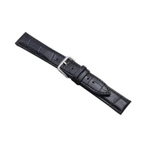 20mm Beline Croco Leather Watch Strap - Melns - mākslīgās ādas siksniņas (jostas) priekš pulksteņiem