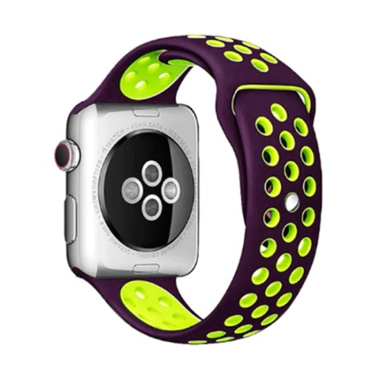 20mm Beline Soft Silicone Watch Strap - Violets / Zaļš - silikona siksniņas (jostas) priekš pulksteņiem