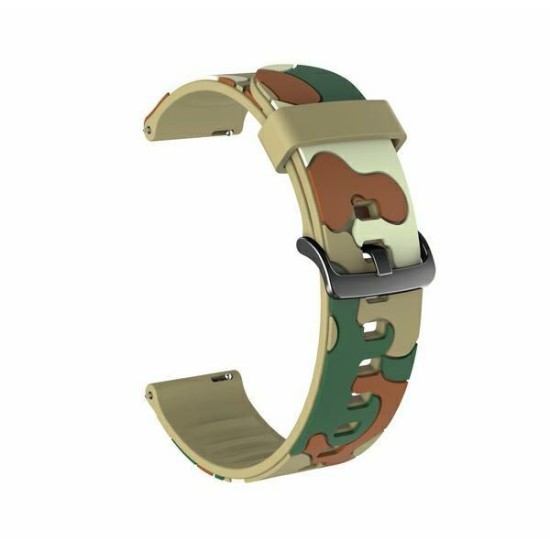 22mm Beline Silicone Watchband Strap - Kamuflāža / Zaļš - silikona siksniņas (jostas) priekš pulksteņiem