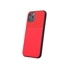 Elegance Back Case Built-in Metal Sheet priekš Apple iPhone 12 / 12 Pro - Sarkans - mākslīgās ādas aizmugures apvalks ar iebūvētu metālisku plāksni