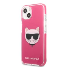 Karl Lagerfeld TPU Choupette Head series Back Case KLHCP13MTPECPI priekš Apple iPhone 13 - Rozā - silikona aizmugures apvalks / bampers-vāciņš
