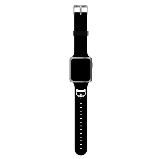 Karl Lagerfeld Silicone Choupette Heads Series Watch Band KLAWMSLCK priekš Apple Watch 38 / 40 / 41 mm - Melns - silikona siksniņa viedpulksteņiem