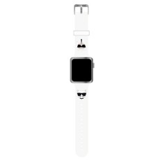 Karl Lagerfeld Silicone Karl & Choupette Heads Series Watch Band KLAWLSLCKW priekš Apple Watch 42 / 44 / 45 / 46mm / Ultra 49 mm - Balts - silikona siksniņa viedpulksteņiem