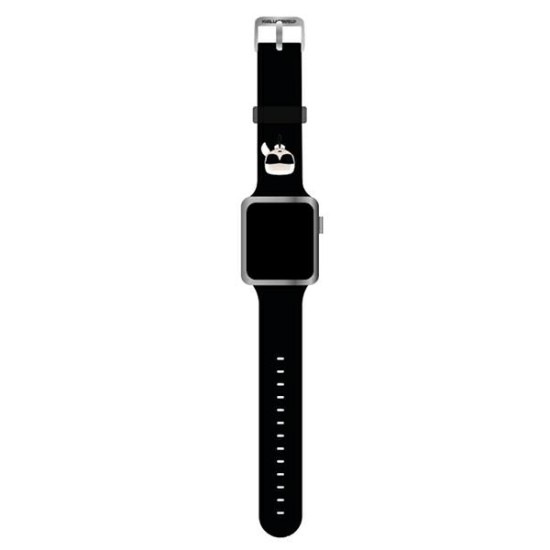 Karl Lagerfeld Silicone Karl Heads Series Watch Band KLAWMSLKK priekš Apple Watch 38 / 40 / 41 mm - Melns - silikona siksniņa viedpulksteņiem